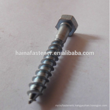 zinc plated Hex Head Wood Screw,hot dig galvanized Wood Screw,half thread wood screw